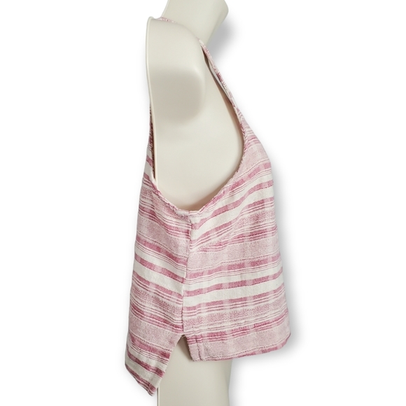 Anthropologie Saturday Sunday Aita Linen Pink Stripe Crop Tank - Picture 4 of 8